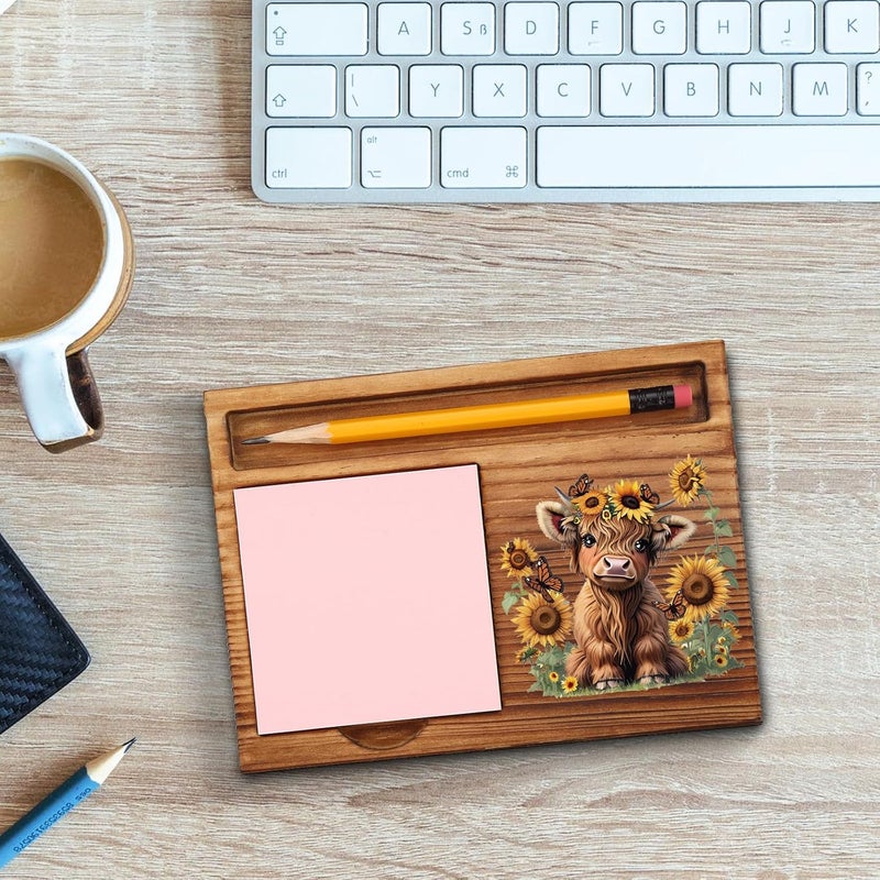 akeke Sunflower Highland Cows Sticky Notes Holder, Highland Cows Gifts for Women, Encouragement Cattle Office Decor Gifts for Coworkers, Women, Colleagues, Boss, Self-Stick Note Pad Holders GAA66 - Image 3